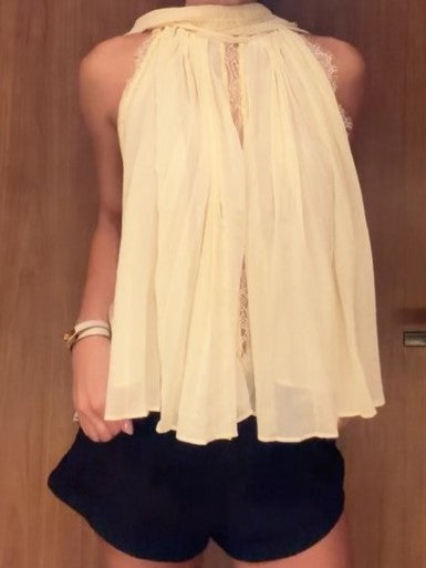 Frayed Edge Halter Neck Sleeveless Top