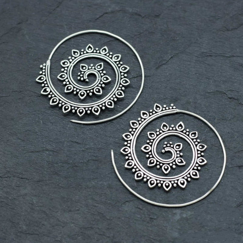 Vintage Mandala Inspired Spiral Earrings