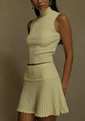 High Neck Ribbed Knit Two-Piece Set