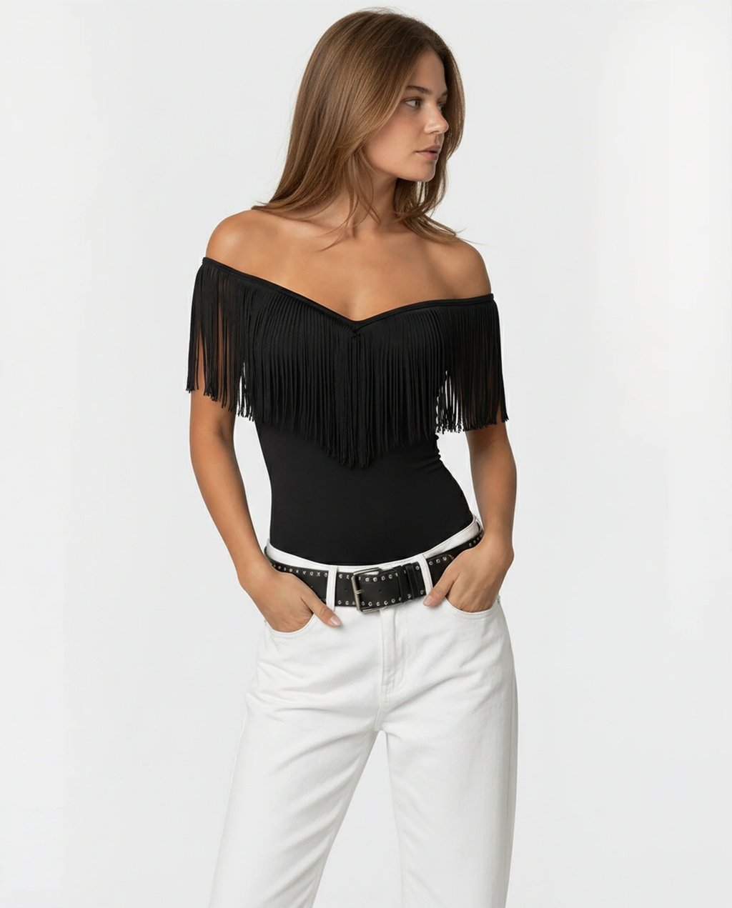 Luxe Black Fringe Top