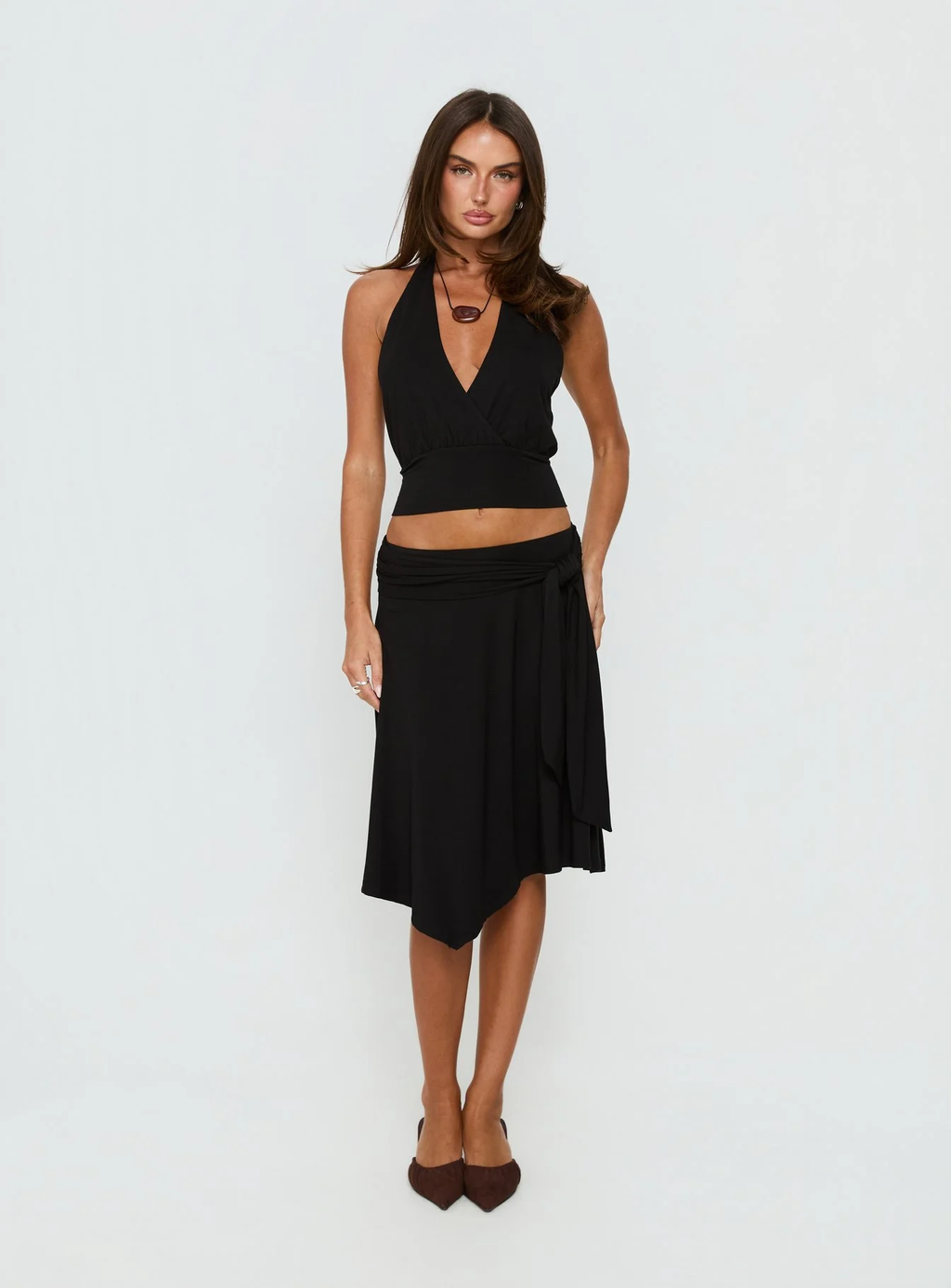 Halter Deep V Crop Top