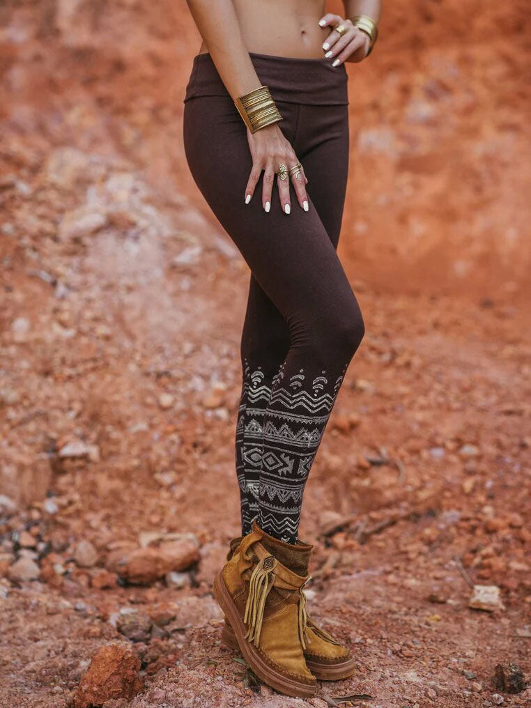 Retro Tribal Totem Geometric Print Leggings