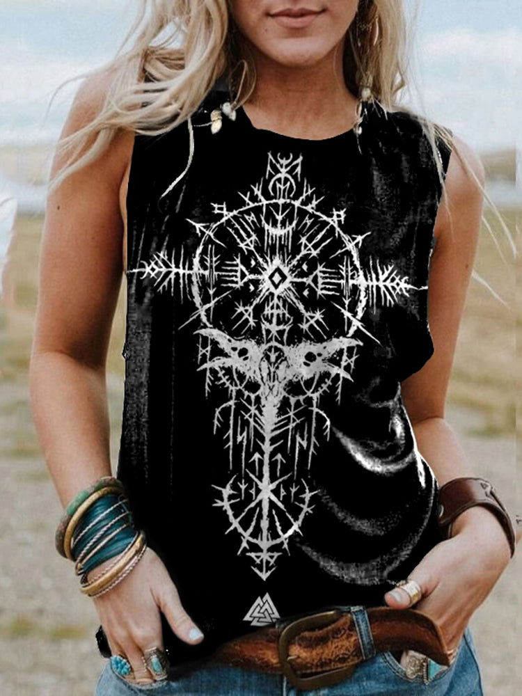 Retro Tribal Bird Bones Viking Ethnic Graphics Tank Top