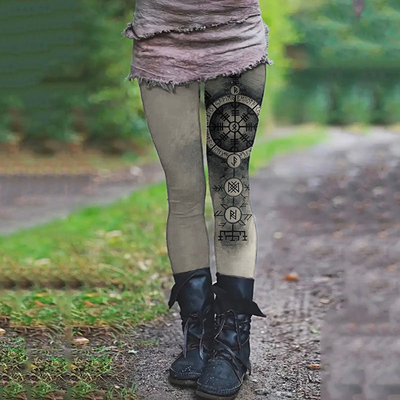 Tribal Viking Mysterious Totem Print Leggings