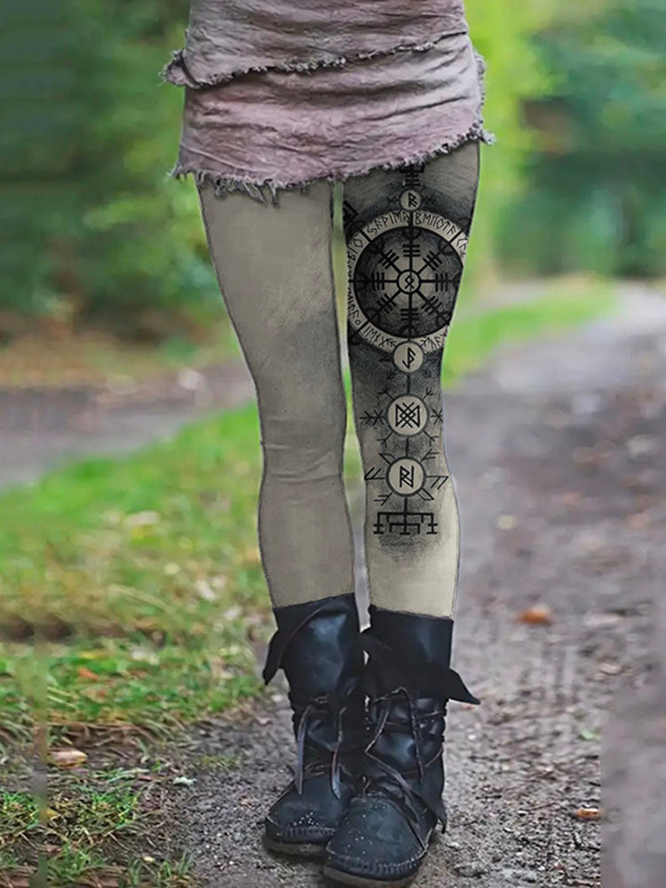 Tribal Viking Mysterious Totem Print Leggings