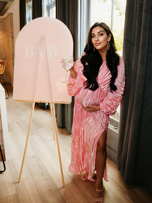 Solid Color Satin Pleated Side Slit Backless Deep V-neck Dolman Sleeve Elegant Cocktail Wedding Guest Maternity Photoshoot Baby Shower Maxi Dress