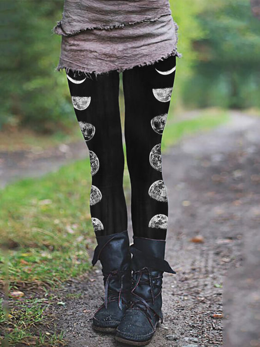 Mystical Moon Phase Dark Washed Comfy Leggings