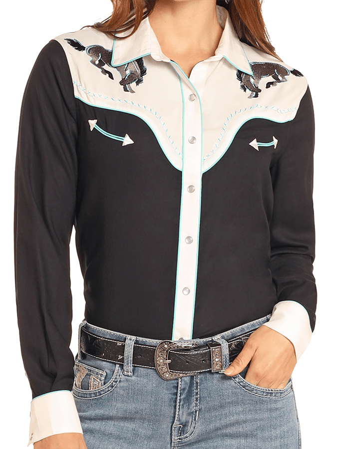 Women's Casual Loose Fit Western Style Horse Print Shirt