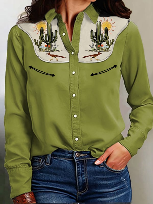 Women's Casual Loose Fit Western Style Horse Print Shirt