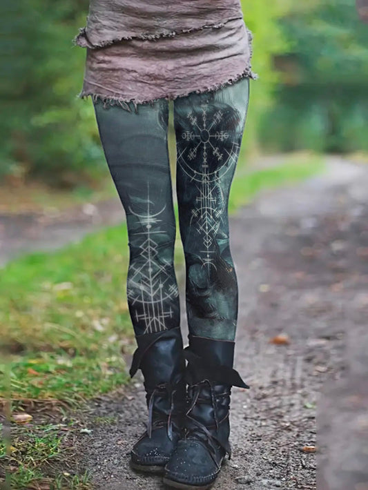 Tribal Viking Totem Print Leggings