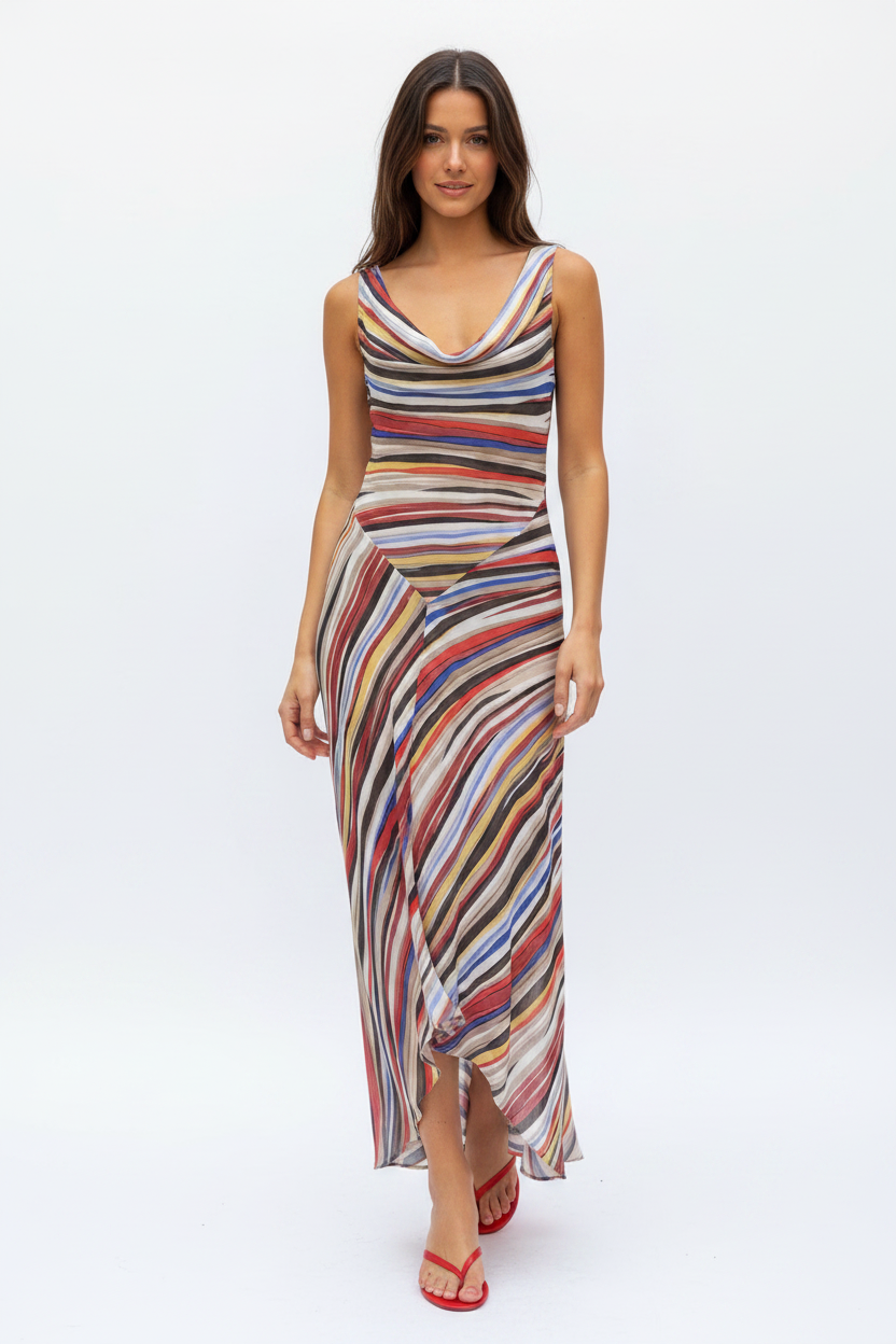 Multicolor Stripe Maxi Dress - Original Design Preserved